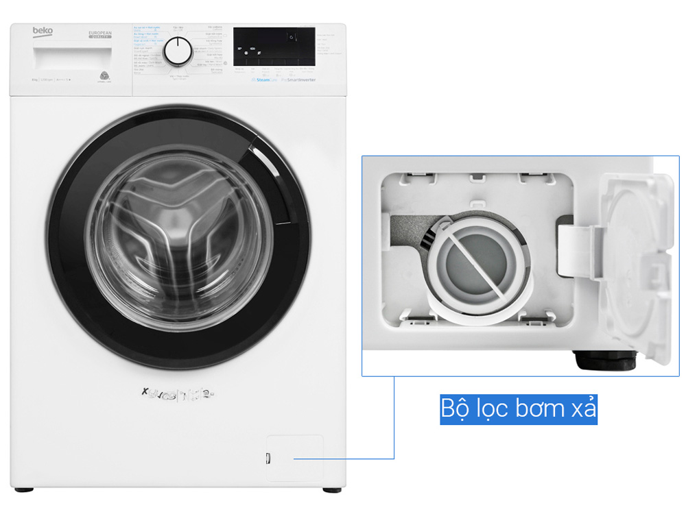 Máy giặt lồng ngang Beko Inverter 8kg WCV8612XB0ST (1.200 vòng/phút)