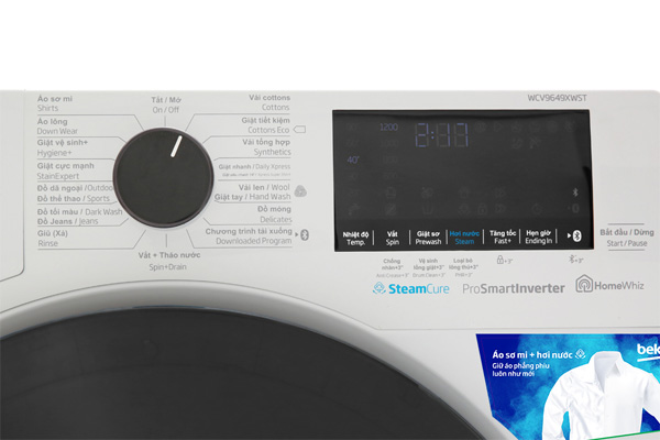 Máy giặt lồng ngang Beko Inverter 9kg WCV9649XWST