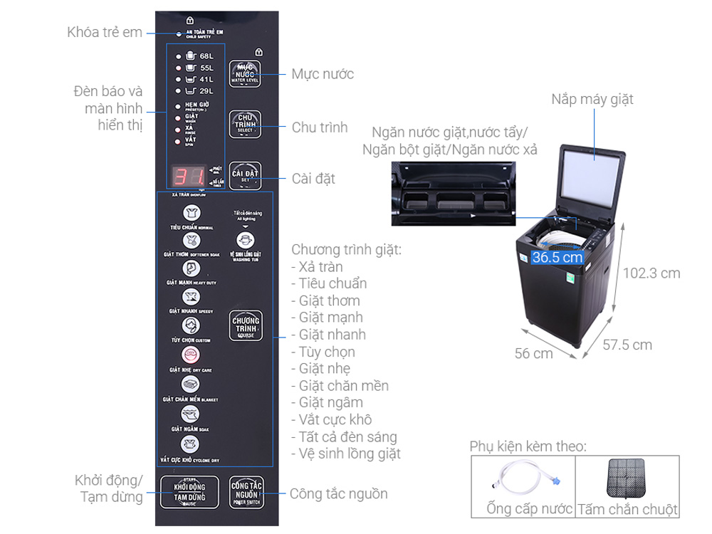 Máy giặt Aqua 10kg AQW-F100GT.BK