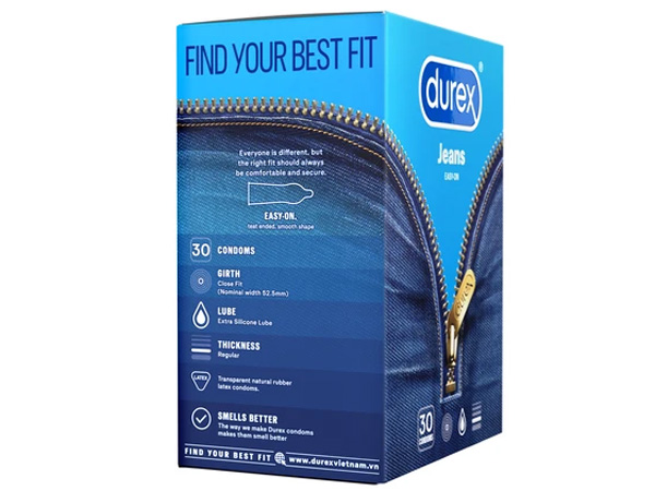 Bao cao su Durex Jeans (Hộp 30 bao)