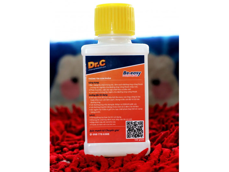 Bột thông tắc đường ống, cống thoát, chậu rửa, vệ sinh lồng giặt Dr.C Be-easy (100g)