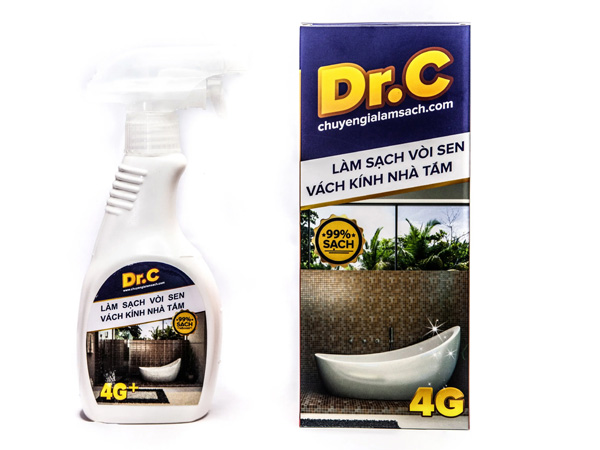 Dung dịch tẩy cặn canxi, làm sạch vòi sen Inox, cabin, vách kính nhà tắm Dr.C 4G (chai 300ml)