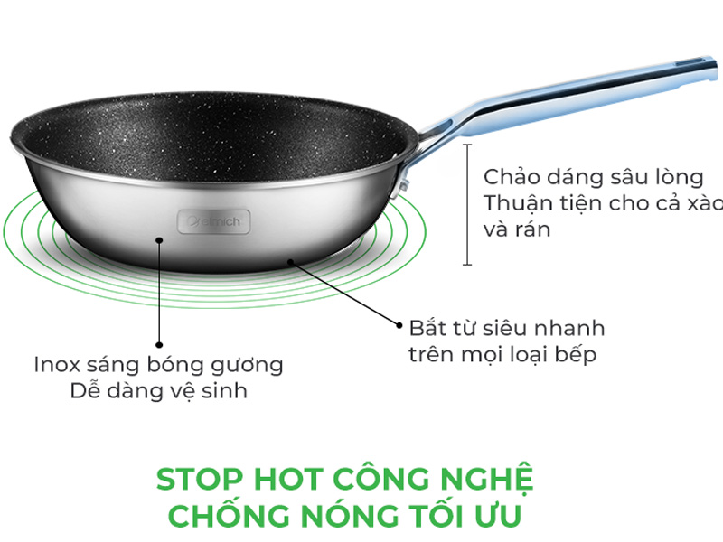 Chảo chống dính inox liền khối Elmich Trimax CZ EL-3838 (28cm)