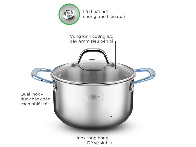 Bộ nồi inox liền khối Elmich Trimax CZ EL-3833