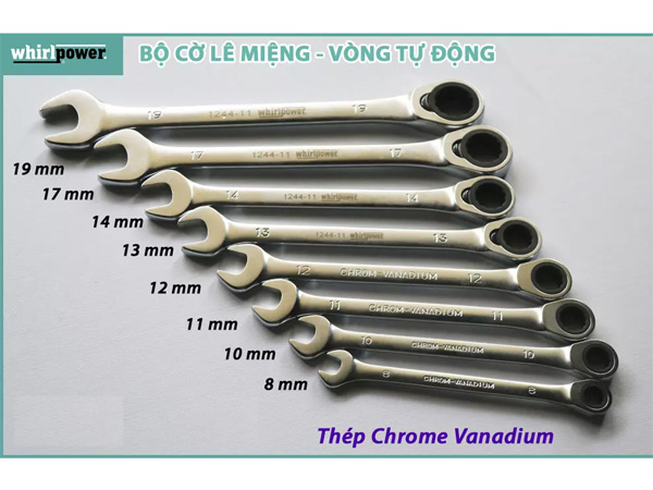Bộ cờ lê vòng miệng tự động 8 chi tiết Whirlpower 1244-TV01-0608