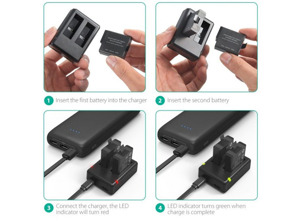 Bộ pin sạc Gopro Hero 5,6,7 Ravpower RP-PB074