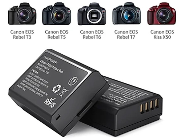 Bộ 2 pin và đế sạc kép RAVPower RP-BC014 tương thích Canon LP-E10