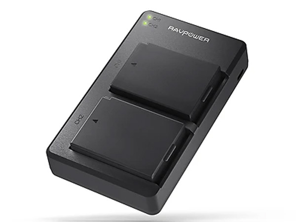 Bộ 2 pin và đế sạc kép RAVPower RP-BC014 tương thích Canon LP-E10