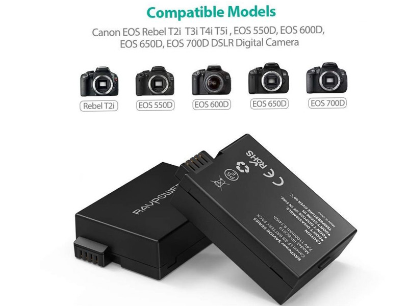 Bộ 2 pin và đế sạc Canon LP-E8 2000mAh RAVPower RP-BC019