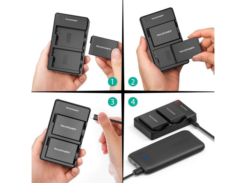 Bộ 2 pin và đế sạc Canon LP-E8 2000mAh RAVPower RP-BC019