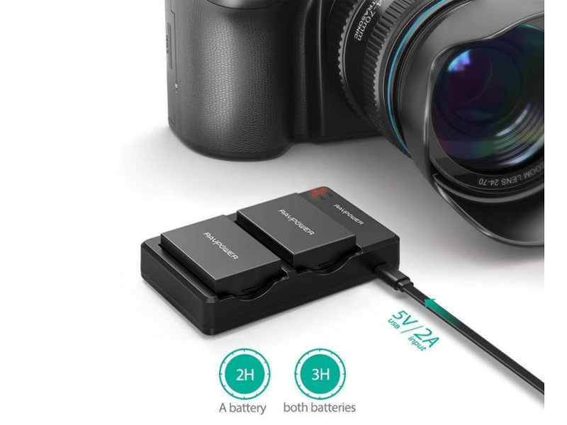 Bộ 2 pin và đế sạc Canon LP-E8 2000mAh RAVPower RP-BC019