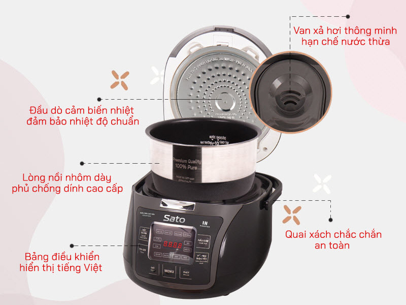 Nồi cơm điện cao tần Sato 18CT015 1.8 lít