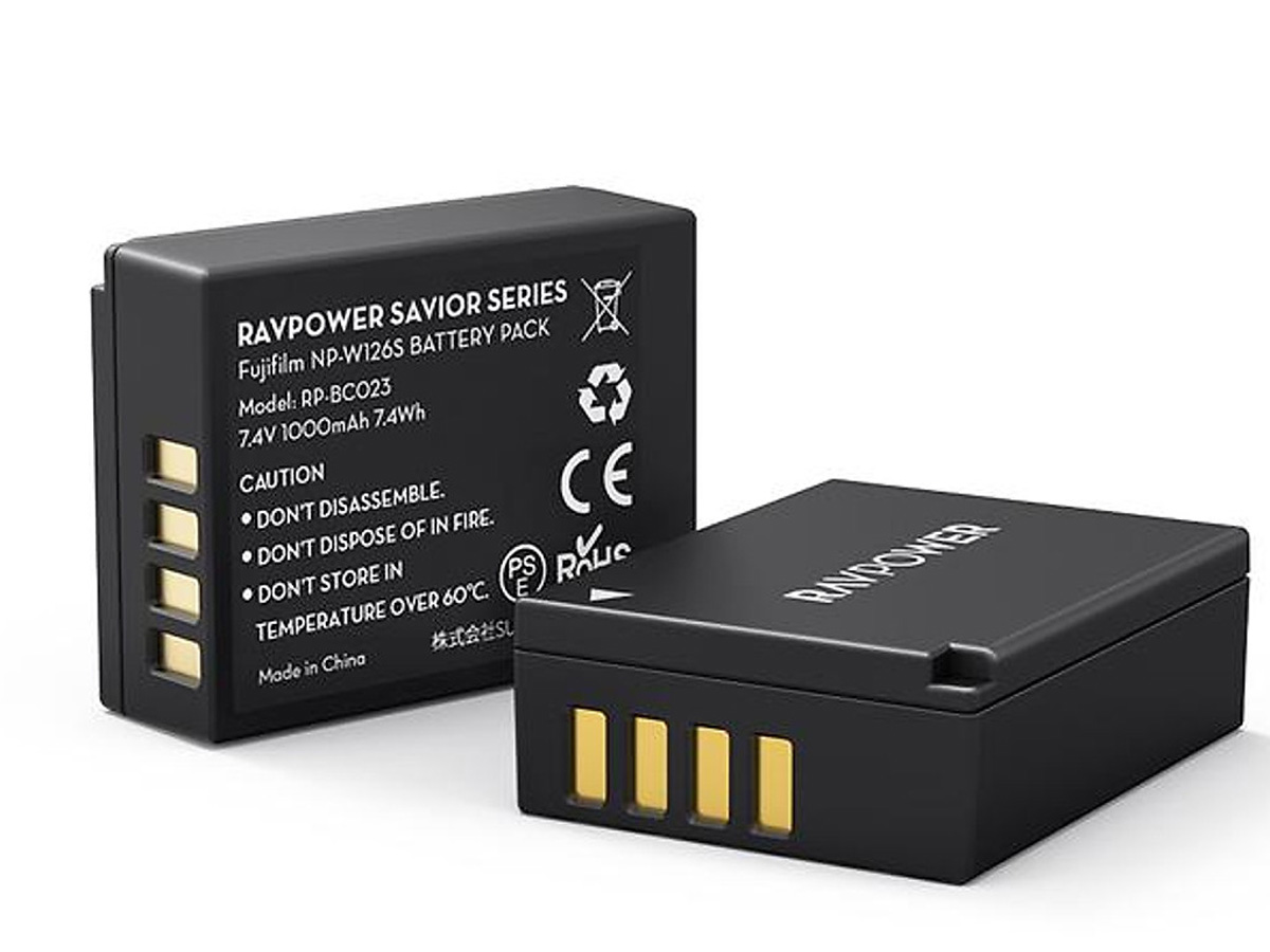 Bộ 2 pin và đế sạc kép RAVPower RP-BC023 (Tương thích Fujifilm NP-W126S, FinePix X-A5...)