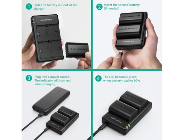 Bộ 2 pin và sạc kép RAVPower RP-BC003 dành cho Canon (LP-E6N)