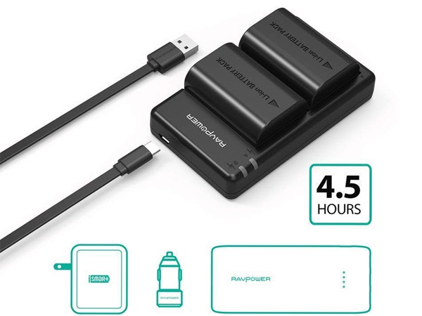 Bộ 2 pin và sạc kép RAVPower RP-BC003 dành cho Canon (LP-E6N)