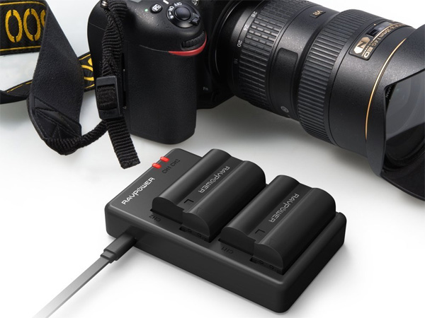 Bộ sạc đôi và 2 pin RAVPower - RP-BC057 dành cho Nikon EN-EL15