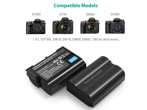 Bộ sạc đôi và 2 pin RAVPower - RP-BC057 dành cho Nikon EN-EL15