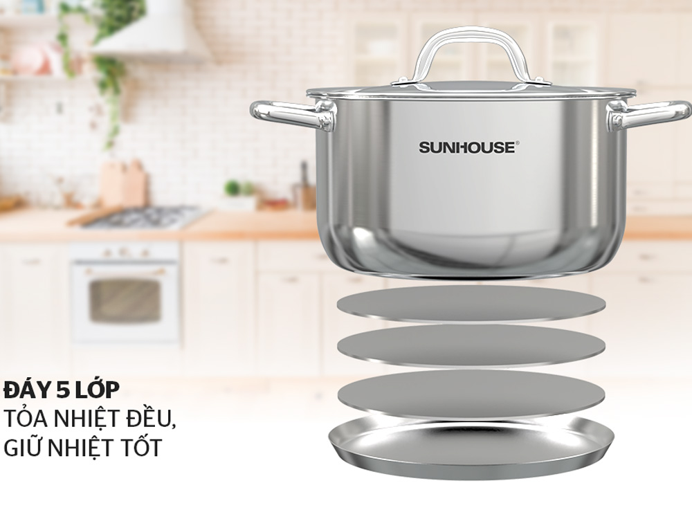 Bộ nồi chảo inox 3 món Easy cook Sunhouse SHG993E