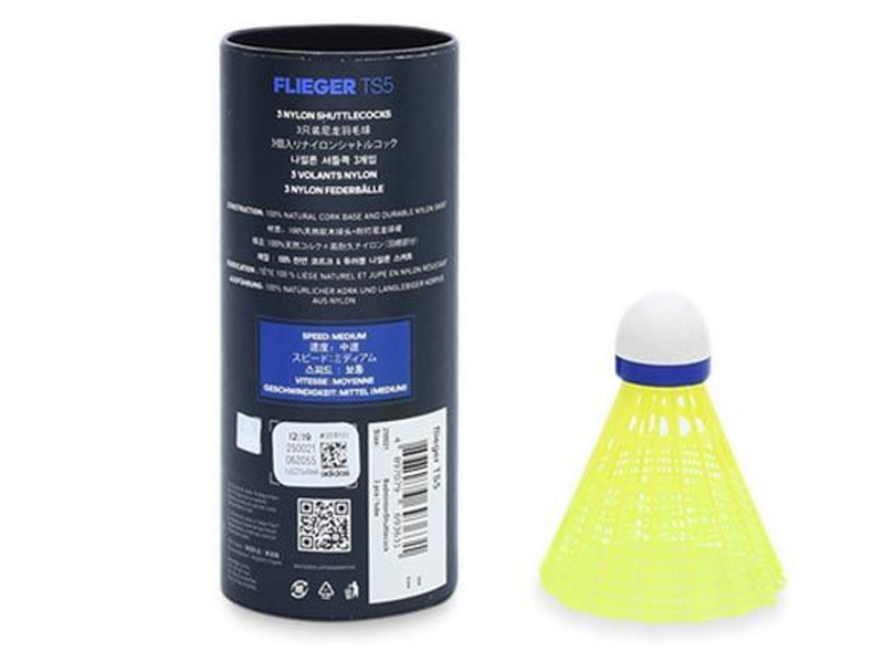 Trái cầu lông nhựa Flieger TS5 Medium Speed vàng (3 trái)