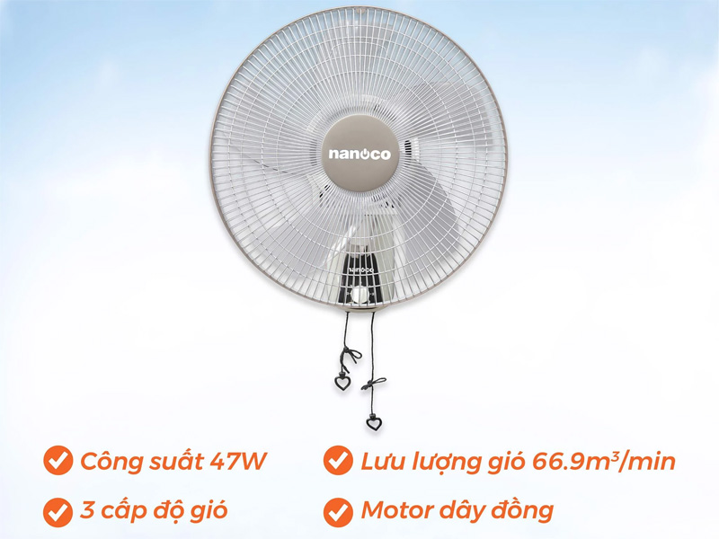 Quạt treo tường Nanoco NWF1604G