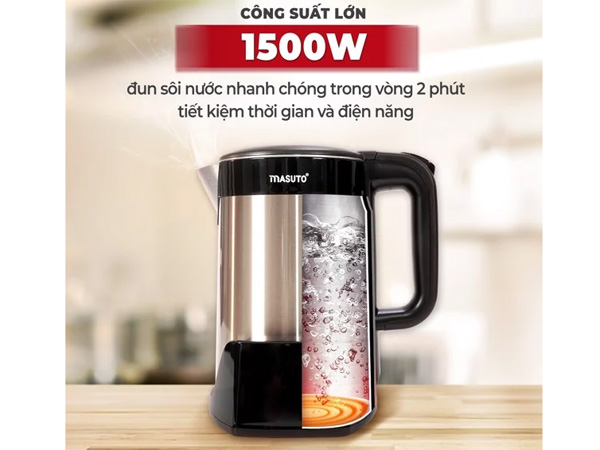 Ấm siêu tốc thông minh 2 lớp Masuto 1.7L GS-EK15