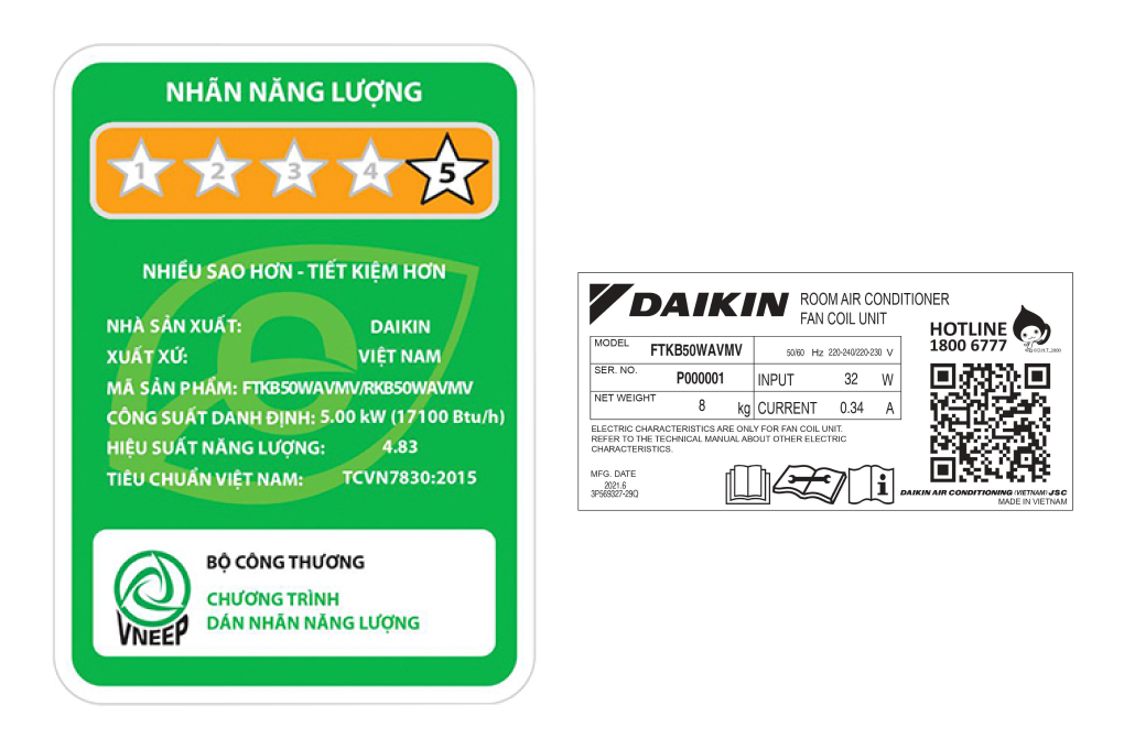 Điều hòa Daikin Inverter 1 chiều 18000BTU FTKB50WAVMV/RKB50WAVMV