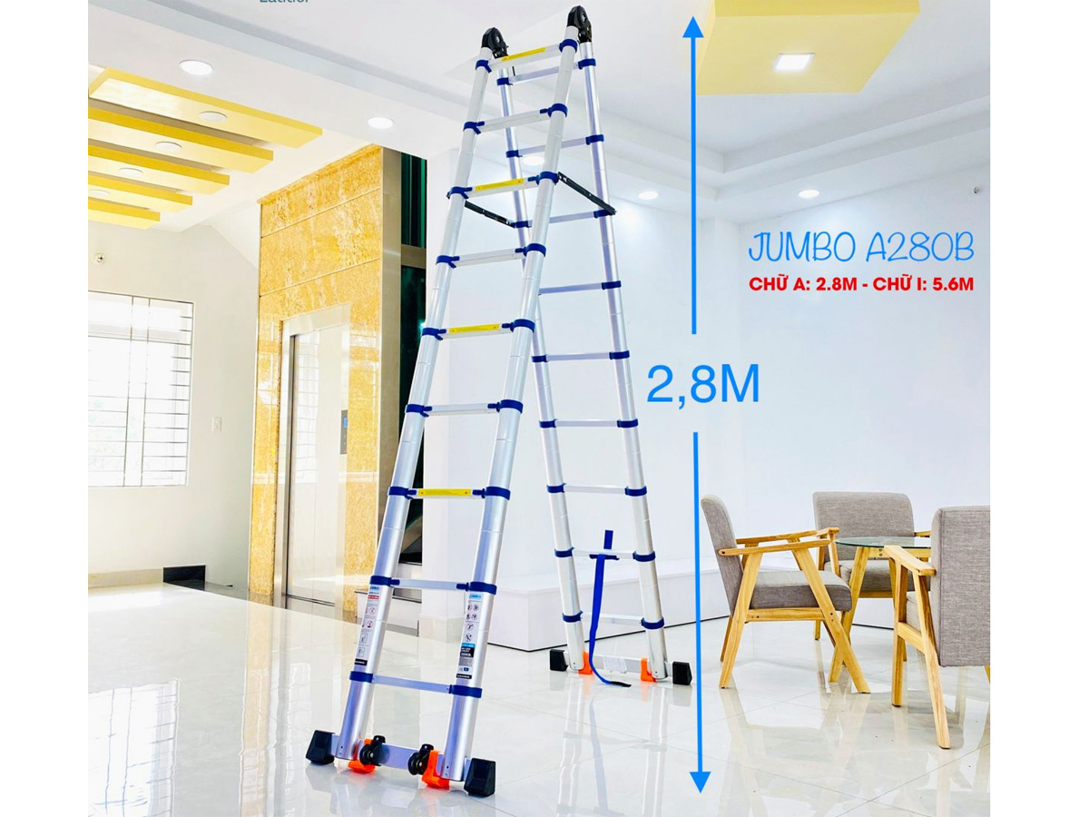 Thang nhôm rút đôi chữ A Jumbo A280B