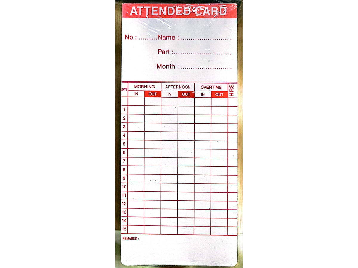 Thẻ giấy chấm công (dày) dùng cho máy in búa - 100 chiếc/cọc