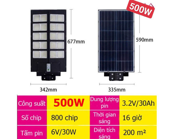 Đèn đường liền thể đôi năng lượng mặt trời MK-662500 (500W)