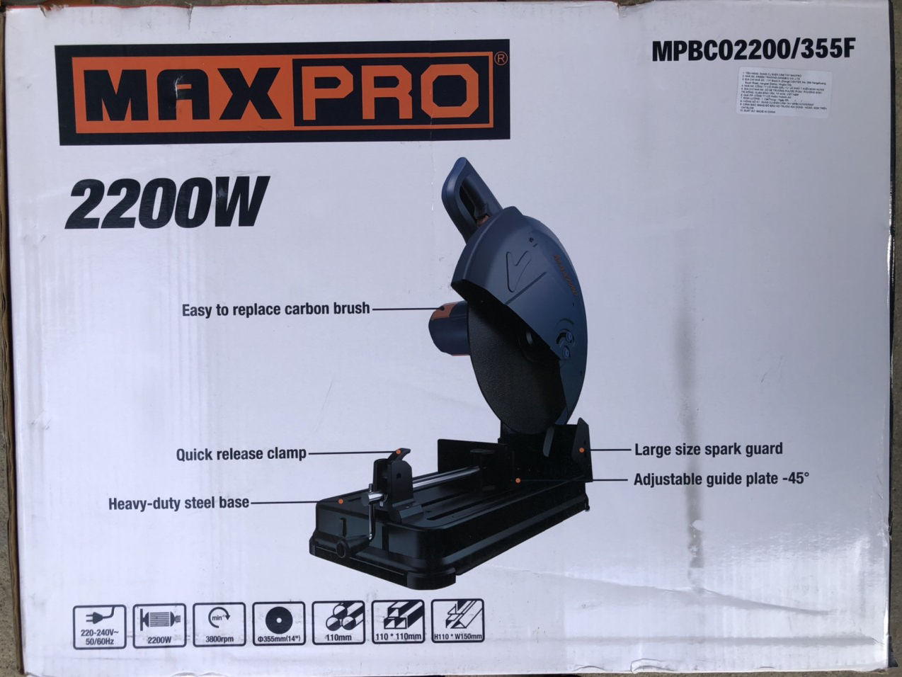 Máy cắt sắt Maxpro MPBCO 2200/355F
