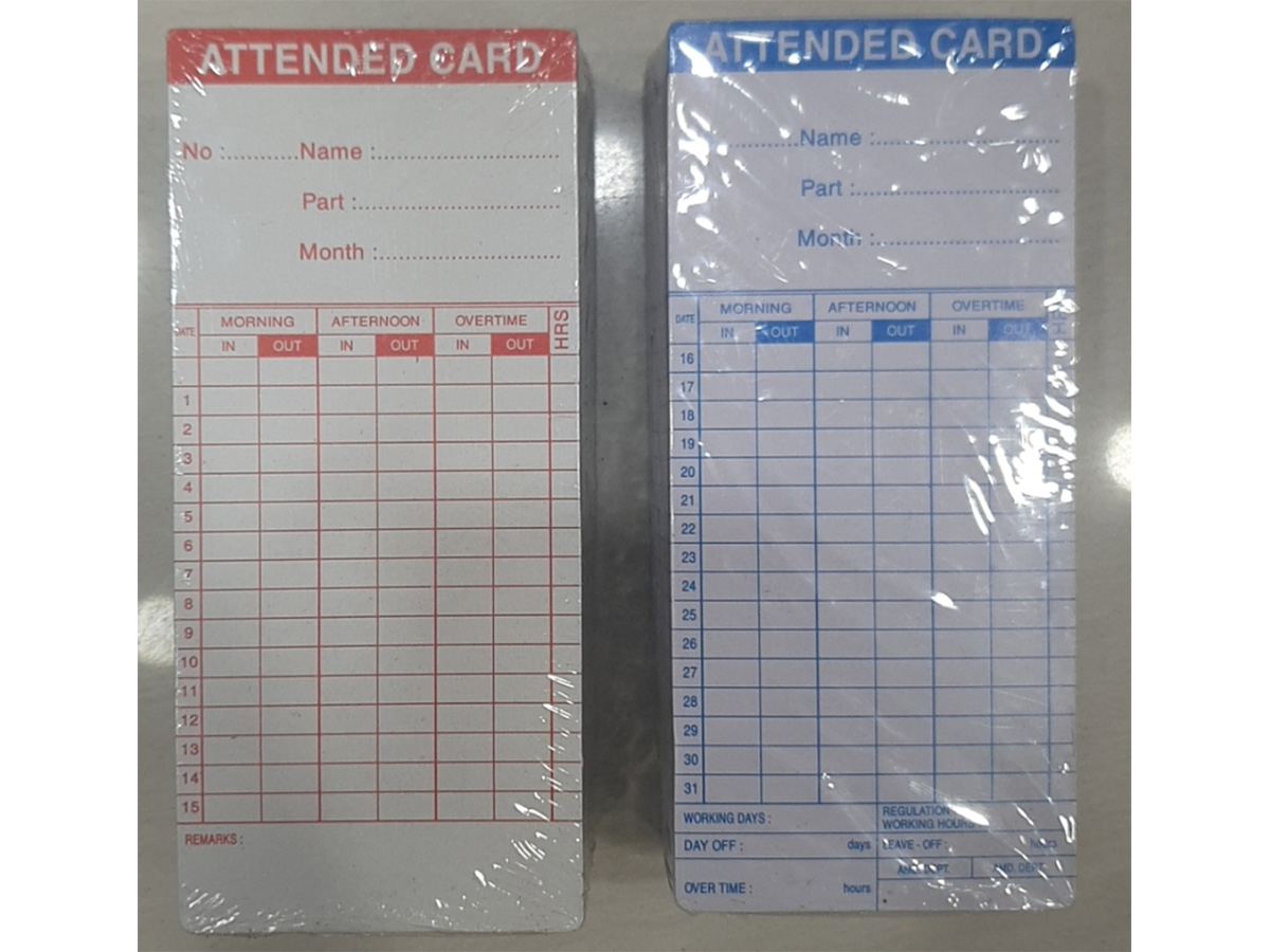 Thẻ giấy chấm công (dày) dùng cho máy in búa - 100 chiếc/cọc