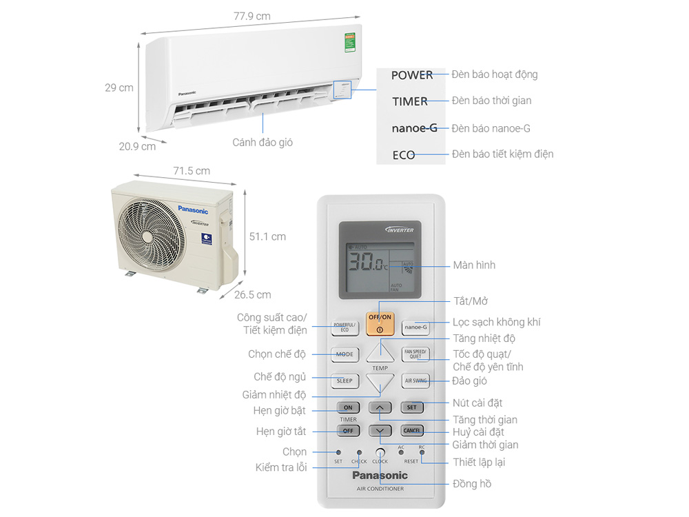 Máy lạnh Panasonic Inverter 1.5HP CU/CS-WPU12XKH-8