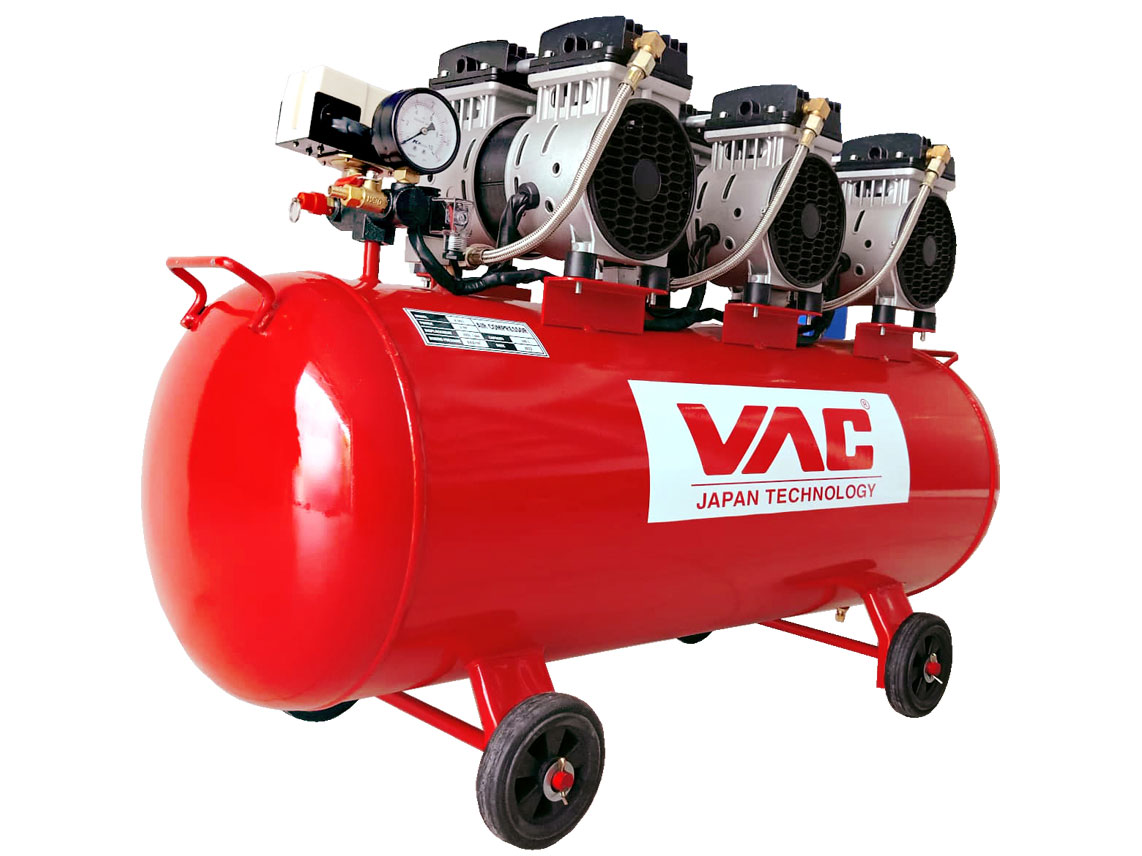 Máy nén khí không dầu 3 đầu bơm VAC VA11204 - 90 lít