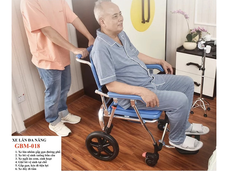 Xe lăn đa năng hợp kim nhôm GBM-018 (ghế bô KDB699BLP12)