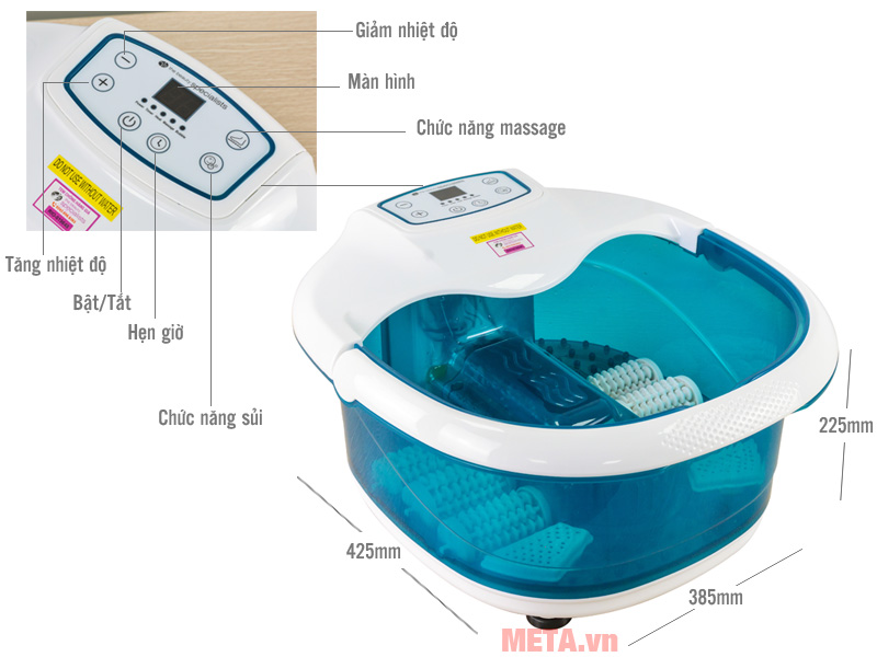 Bồn ngâm chân massage 6 con lăn tự động RIO FTBH8