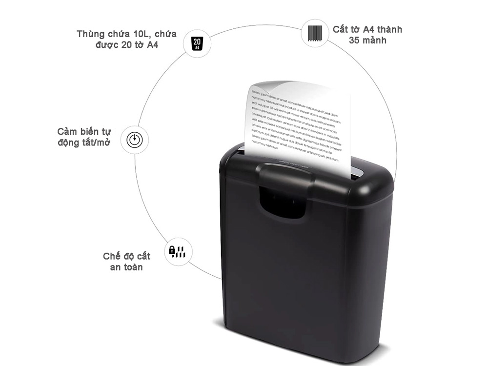 Máy huỷ tài liệu 10L Texet PS-SC1EX (có chức năng nhả kẹt giấy)