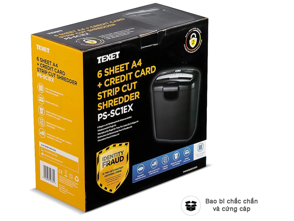 Máy huỷ tài liệu 10L Texet PS-SC1EX (có chức năng nhả kẹt giấy)