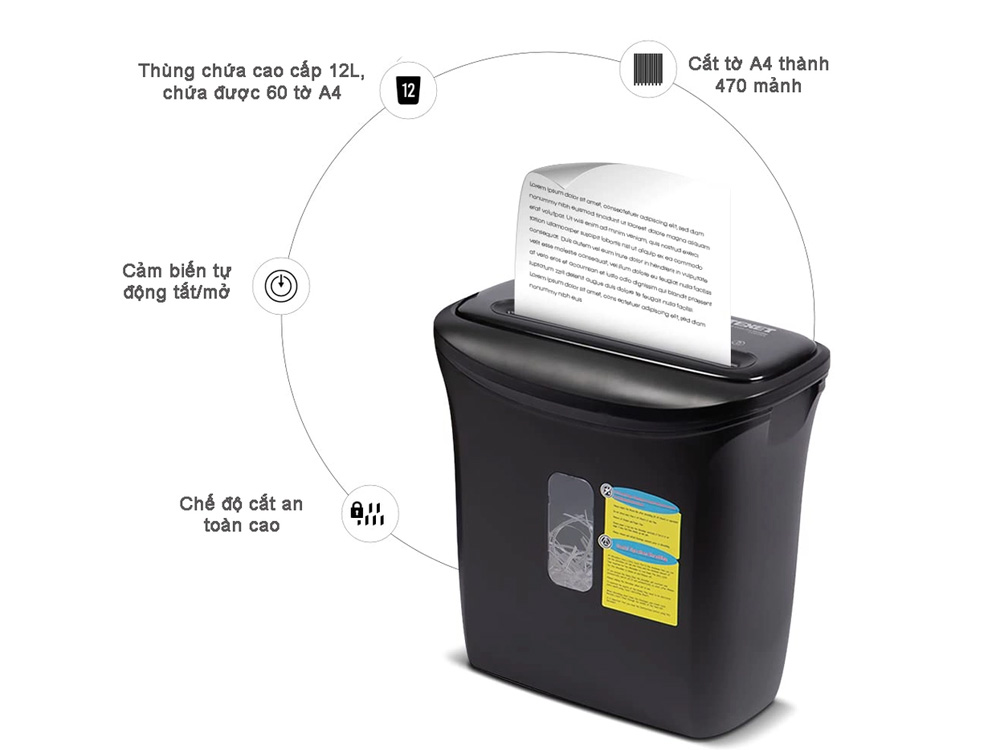 Máy hủy tài liệu 12L Texet CC612EX (có chức năng nhả kẹt giấy)