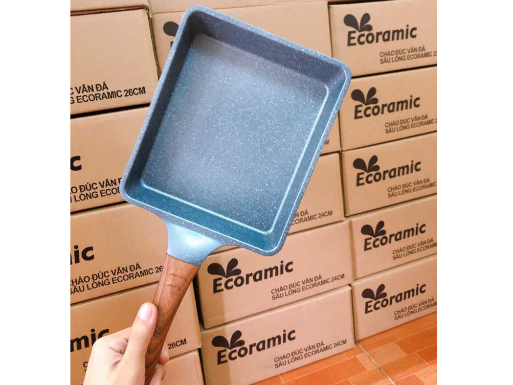 Chảo đúc trứng vân đá Ecoramic EVDE-2023IH (20cm x 23cm)