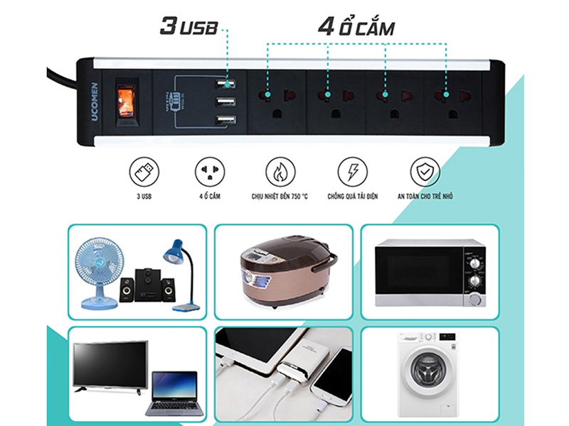 Ổ cắm điện Ucomen PMS-VN2-04KSU3