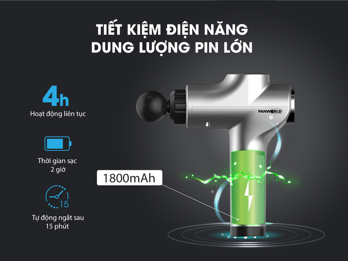 Súng massage cầm tay 99 cấp độ Panworld PW-3024/3013