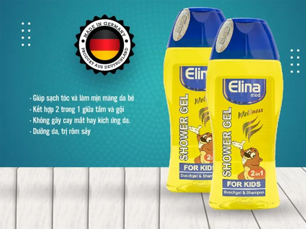 Sữa tắm gội trẻ em 2 in 1 Elina Med