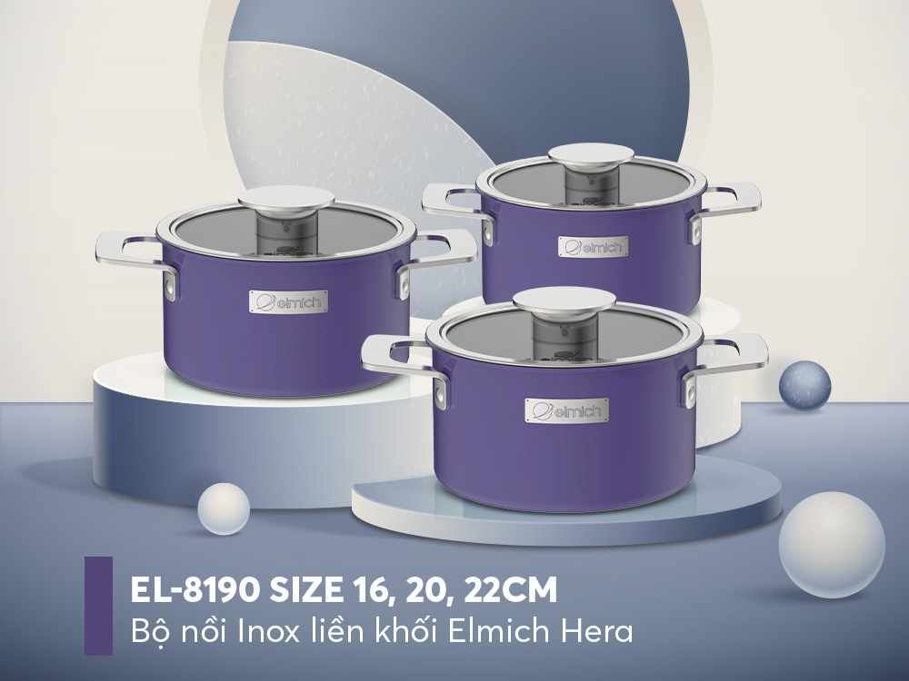 Bộ nồi Inox liền khối Elmich Hera EL-8190