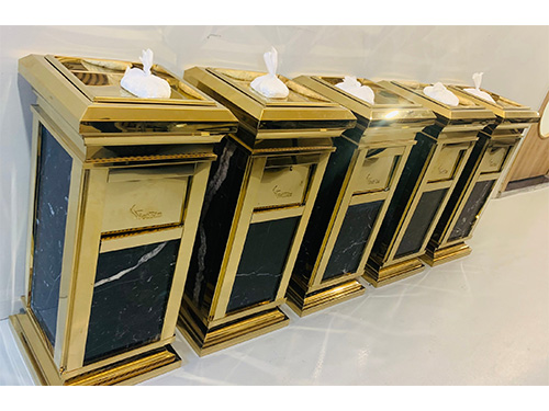 Thùng rác inox trang trí đá hoa cương Vietbin A15