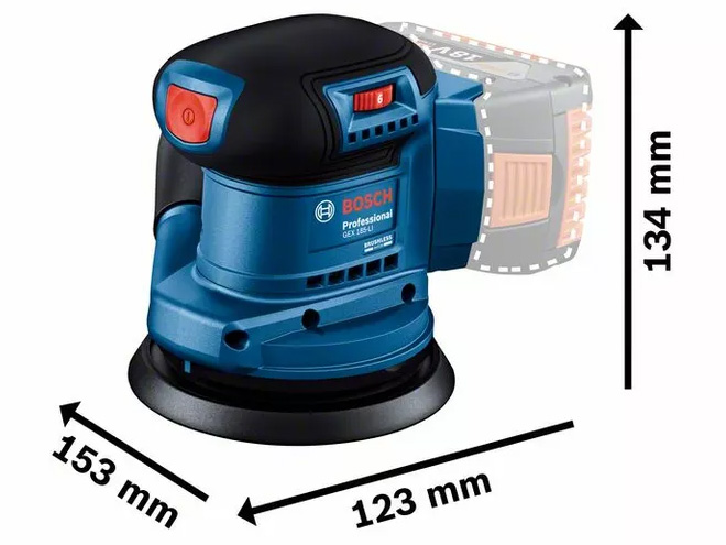 Máy chà lệch tâm dùng pin 18V Bosch GEX 185-LI SOLO 06013A5080 (Chưa pin, sạc)