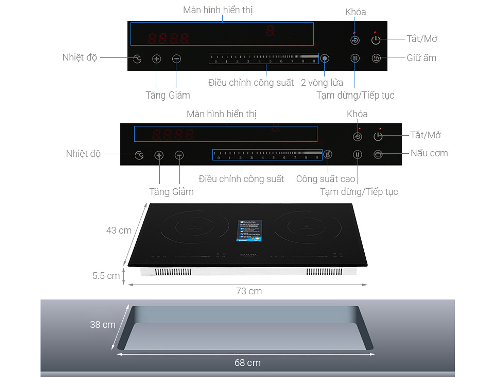 Bếp từ hồng ngoại lắp âm Sakura SE-3260B