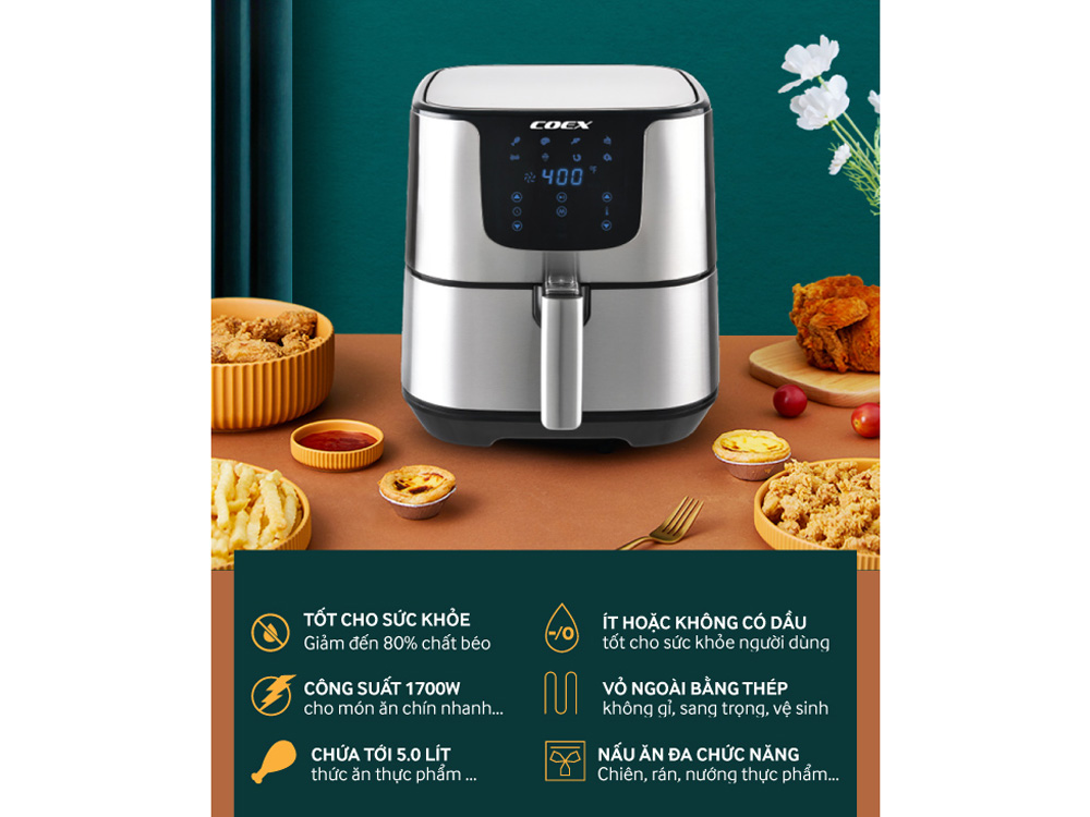Nồi chiên không dầu điện tử 5 lít Coex AFC-3118