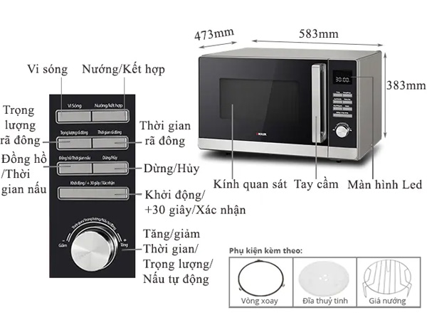Lò vi sóng điện tử có nướng Roler RM-3238A (30 lít)