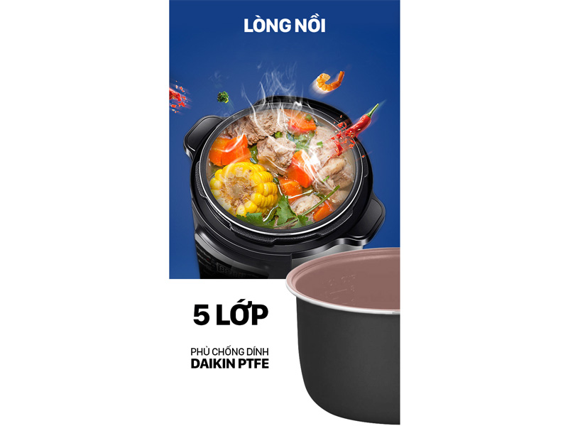 Nồi áp suất điện tử đa năng 6L Coex CP-3214A