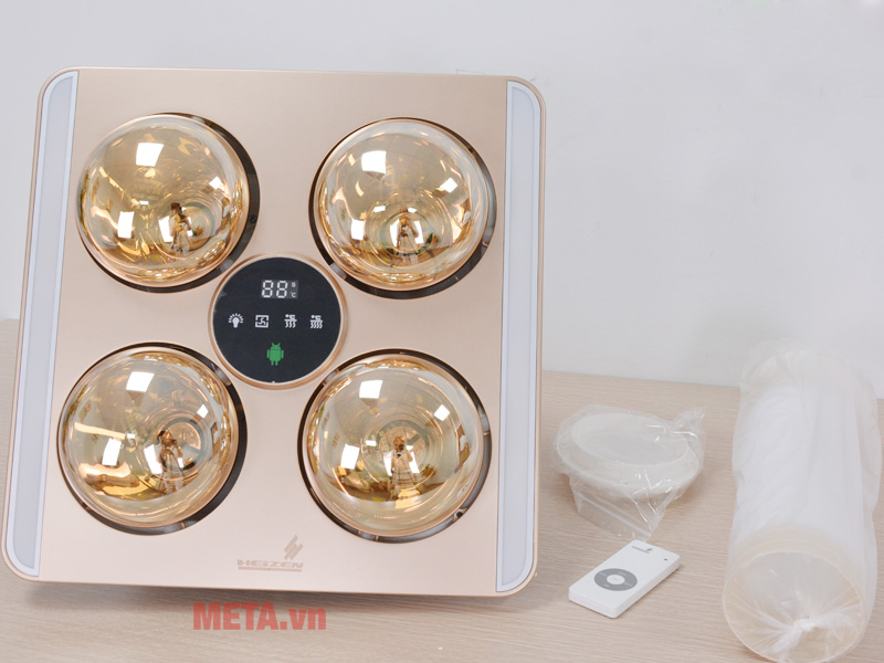 Đèn sưởi nhà tắm 4 bóng âm trần LED HE9 (Điều khiển từ xa)